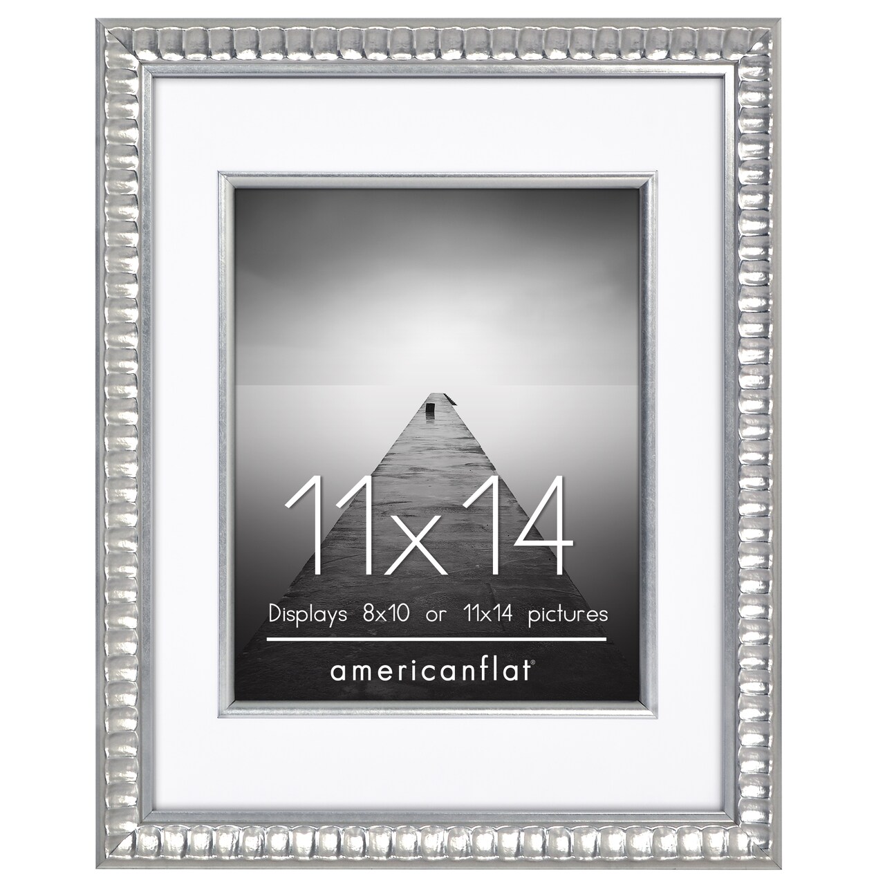 Americanflat 11x14 Picture Frame with Decorative Inner Mat Accent - Use as 8x10 with Mat or 11x14 without the Mat - Statement Frame with Shatter-Resistant Glass